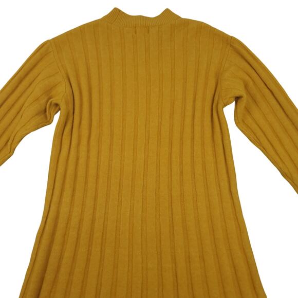 H&M Women's Ochre Oversized Stretch Wool Blend Ribbed Midi Dress Sz Small Yellow - Picture 8 of 14